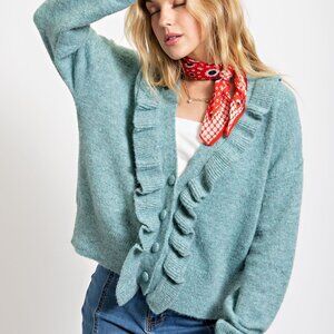 Easel Ruffle Front Cardigan